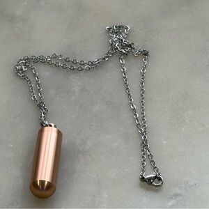 NEW Rose Golden Cylinder Cremation Urn Pendant Necklace